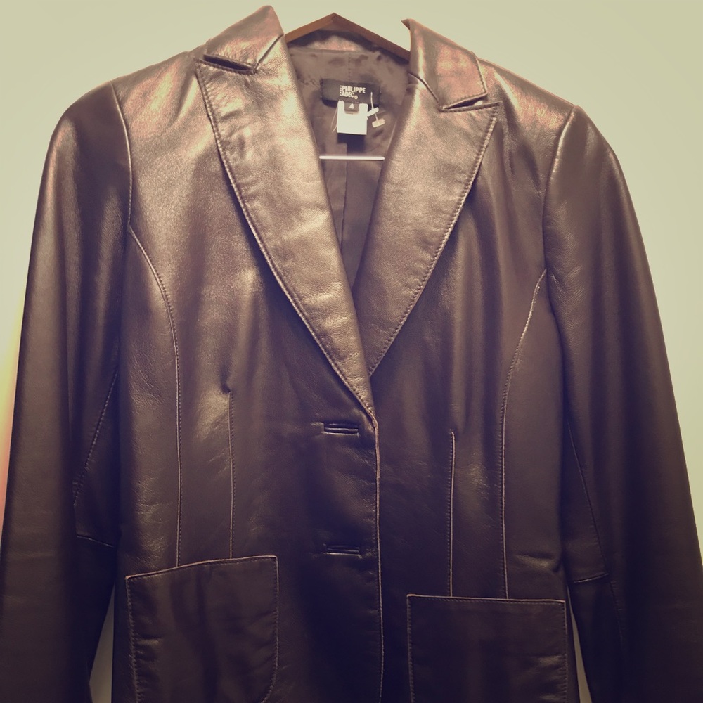 EUC espresso brown genuine leather jacket